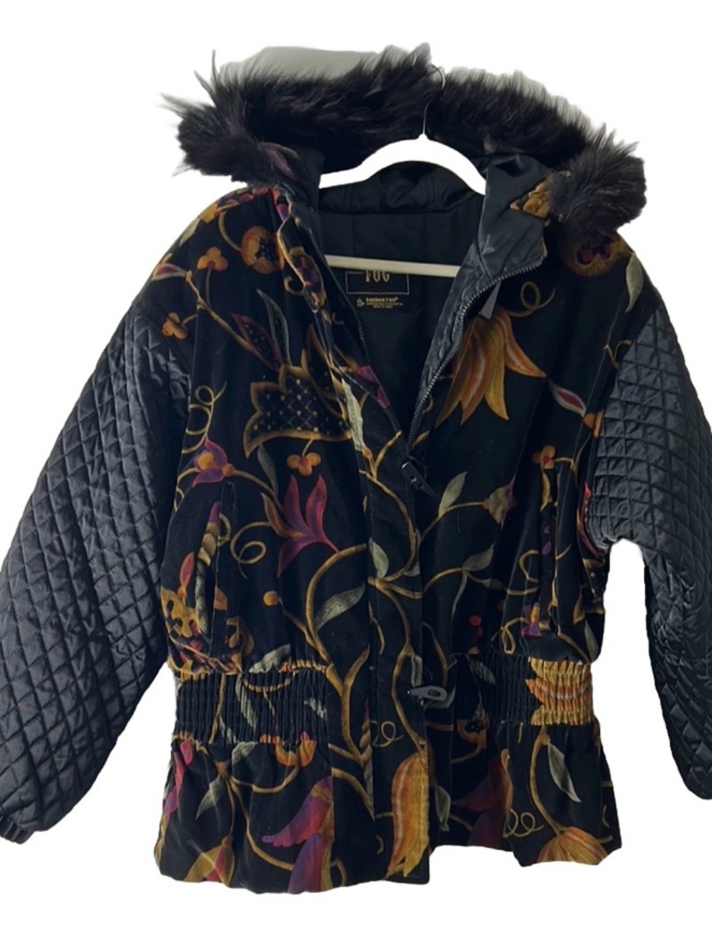 VINTAGE Rare London Fog Velvet Ski Style Jacket with fur trim size M
